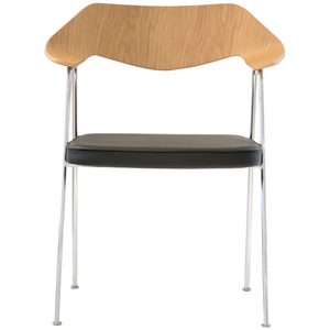 Case Furniture 675 Armchair in Oak - Chrome Frame and Black Leather RD301OLEACHR