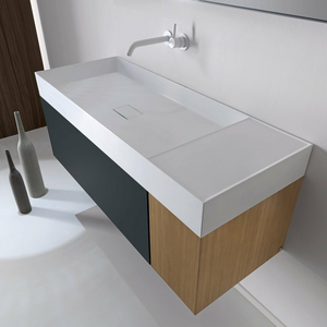 Falper Matt Grey Quattro Zero 1200mm Basin with Side Countertop and Integrated Oak Cabinet - 3752001241