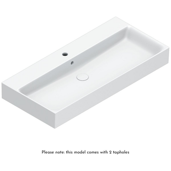 Catalano Premium 1000x470 Basin With 2 Lateral Tapholes Gloss White 0221002001