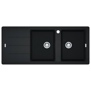 Franke Basis Double Bowl Topmount Sink with Left Hand Drainer - Onyx