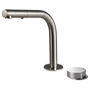 Rogerseller Eccentric Hob Sink Mixer and Outlet with Pull Out Spray - Brushed Nickel