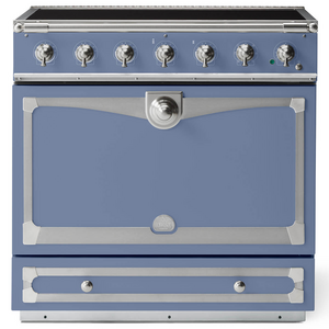 La Cornue Albertine 90cm Induction Freestanding Oven Paris Blue with Brushed Nickel