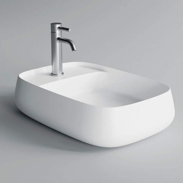 Studio Bagno Nur 60X Plan Bench Basin with No Tap Hole - Gloss White NUR60XS0
