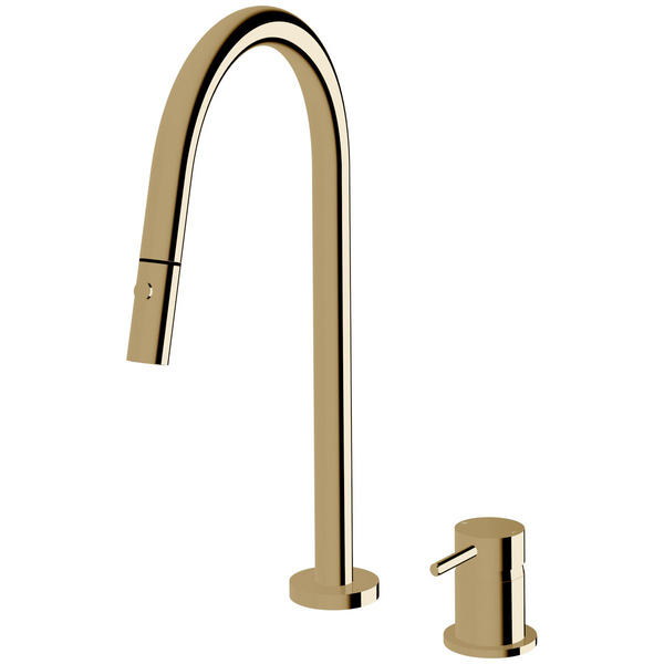 Sussex Taps Virgo Hob Set Pull Out Spray Tap LUXPVD Pure Gold VGHMSPOS01-59
