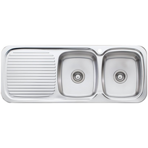 Oliveri Lakeland Double Bowl Left Hand Drainer Sink