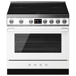 Smeg 90cm Portofino Induction Pyrolytic Freestanding Oven White