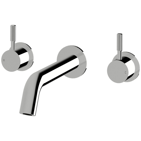 Sussex Taps Virgo Wall Basin or Bath Set 200mm Knurled Chrome VGWBBS20001-K