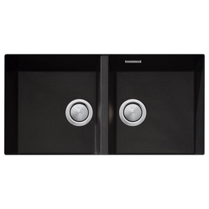 Oliveri Santorini Double Bowl Undermount Sink Black