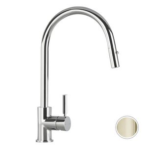 Astra Walker Icon Lever Kitchen Mixer Tap with Pull Out Dual Spray - Champagne Brass