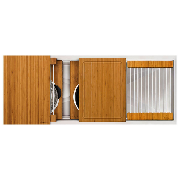 The Galley Ideal Workstation 3 Culinary Kit with DryDock - Bamboo IWS-3-S-DD-12-S-BA