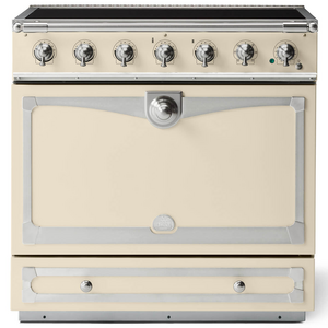 La Cornue Albertine 90cm Induction Freestanding Oven Morning Dew with Brushed Nickel