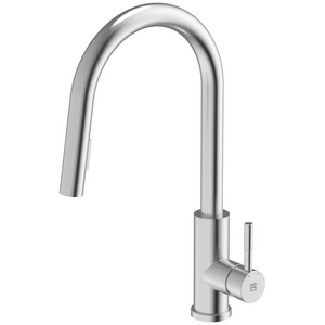 Gareth Ashton Goose Neck Pull Out Kitchen Mixer Tap Brushed Stainless Steel