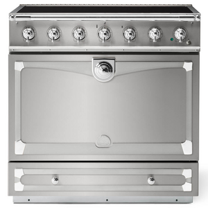 La Cornue Albertine 90cm Induction Freestanding Oven Brushed Stainless Steel with Polished Chrome