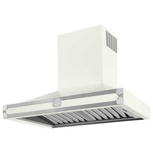 La Cornue Albertine 90cm Canopy Rangehood Pure White with Brushed Nickel