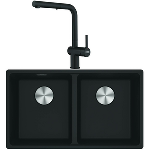 Franke Maris Double Bowl Sink and Pull-Out Tap Matte Black MRG620MBTA7721B