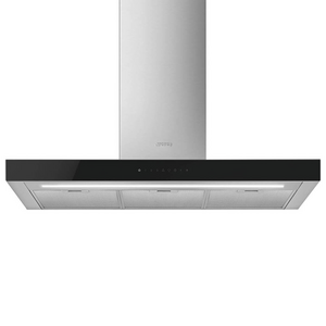 Smeg 90cm Universale Canopy Rangehood Stainless Steel with Black Glass Front