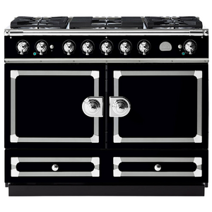 La Cornue Cornufe 110cm Dual Fuel Freestanding Oven Shiny Black with Polished Chrome