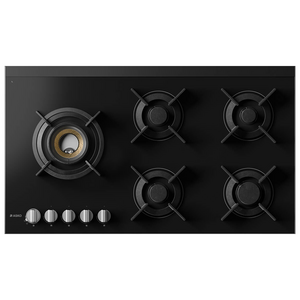 ASKO 90cm Natural Gas 5 Burner Cooktop with Fusion Volcano Burner Black Ceramic Glass