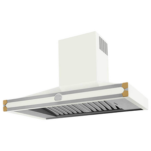 La Cornue Cornufe 110cm Canopy Rangehood Pure White with Polished Brass