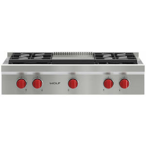 WOLF 91cm LPG Gas Cooktop with Infrared Teppanyaki Plate