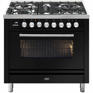 ILVE Professional Plus Series 90cm Dual Fuel Five Burner Oven with Milano Knobs