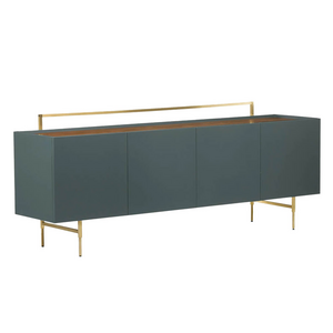 De La Espada Trunk Low Cabinet - Danish Oiled Walnut and Bay Gloss with Brushed Brass 759SDOWBGHDF