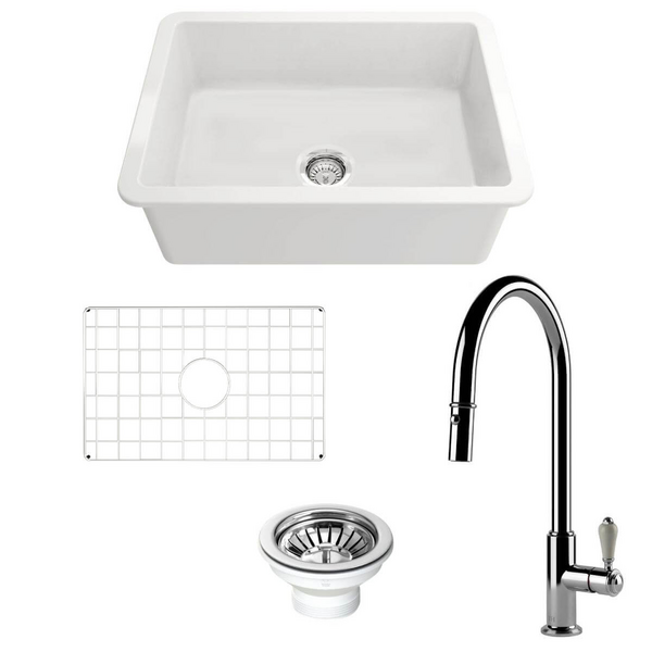 Turner Hastings Cuisine 68 Sink Pack with Chrome Ludlow Pull Out Mixer Tap and Accessories PKG042