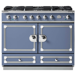 La Cornue Cornufe 110cm Dual Fuel Freestanding Oven Paris Blue with Polished Chrome