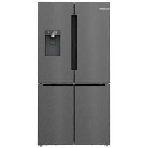 Bosch Series 6 574L French Door Fridge with Non-Plumbed Ice and Water Brushed Black Steel