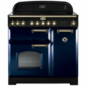 Falcon 90cm Classic Deluxe Freestanding Induction Oven/Stove Royal Blue and Brass