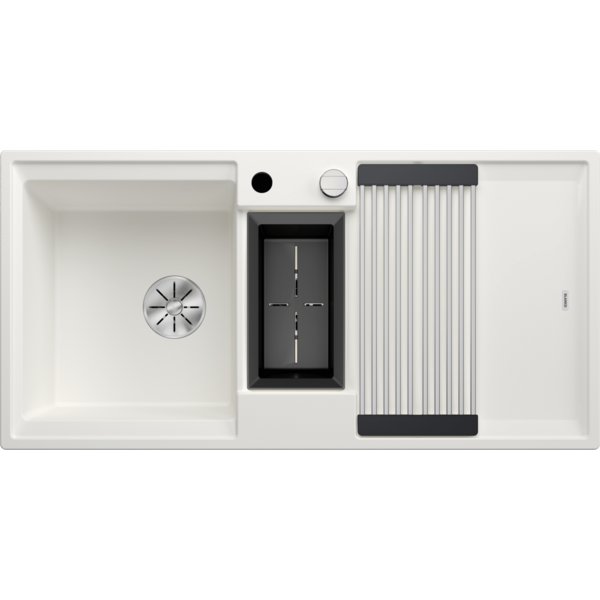 Blanco Adira 6S Single Bowl Sink with Additional Bowl and Right Hand Drainer White 528136