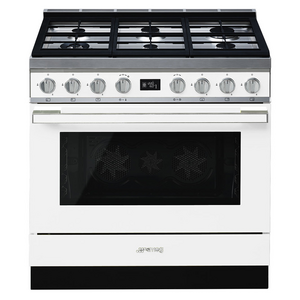 Smeg 90cm Portofino Freestanding Dual Fuel Oven/Stove White
