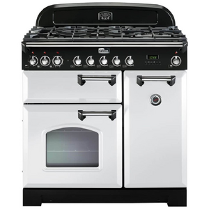 Falcon 90cm Classic Deluxe Freestanding Dual Fuel Oven/Stove White and Chrome