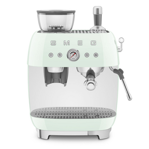 Smeg 50s Style Espresso Machine with Built-in Grinder Pastel Green EGF03PGAU