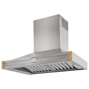 La Cornue Albertine 90cm Canopy Rangehood Brushed Stainless Steel with Polished Brass HS9IF21ET0