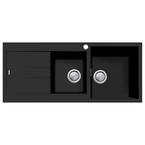 Oliveri Santorini 1 and 3/4 Bowl Topmount Sink with Left Hand Drainer Matte Black