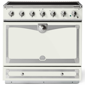 La Cornue Albertine 90cm Induction Freestanding Oven Pure White with Brushed Nickel