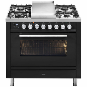 ILVE Professional Plus Series 90cm 6 Burner & Teppanyaki Freestanding Electric Oven with Milano Knobs