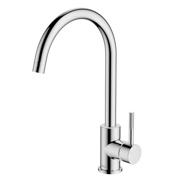 Abey Lucia Lead-Free Gooseneck Kitchen Mixer Tap with Knurled Handle Chrome 3K4-K-LF