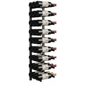 KingsBottle 27 Bottle Offset Peg Metal Rail Wall-Mounted Wine Rack RAIL1026-WPH03MBK