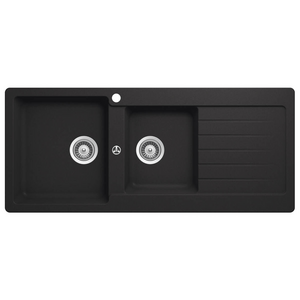 Abey Schock Typos 1 and 3/4 Bowl Topmount Sink With Right Hand Drainer Onyx