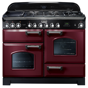 Falcon 110cm Classic Deluxe Freestanding Dual Fuel Oven/Stove Cranberry and Chrome
