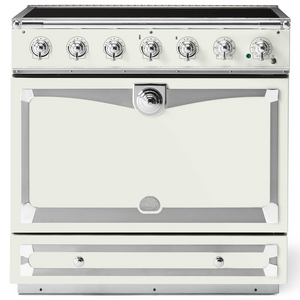 La Cornue Albertine 90cm Induction Freestanding Oven Pure White with Polished Chrome
