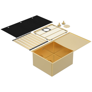Abey Boutique Lugano Single Bowl Sink & Drainer Left - Eureka Gold