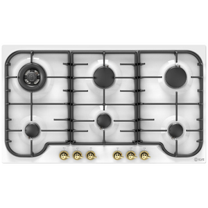 ILVE Nostalgie 86cm Gas Cooktop White and Brass