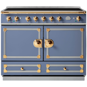 La Cornue Cornufe 110cm Induction Freestanding Oven Paris Blue with Polished Brass