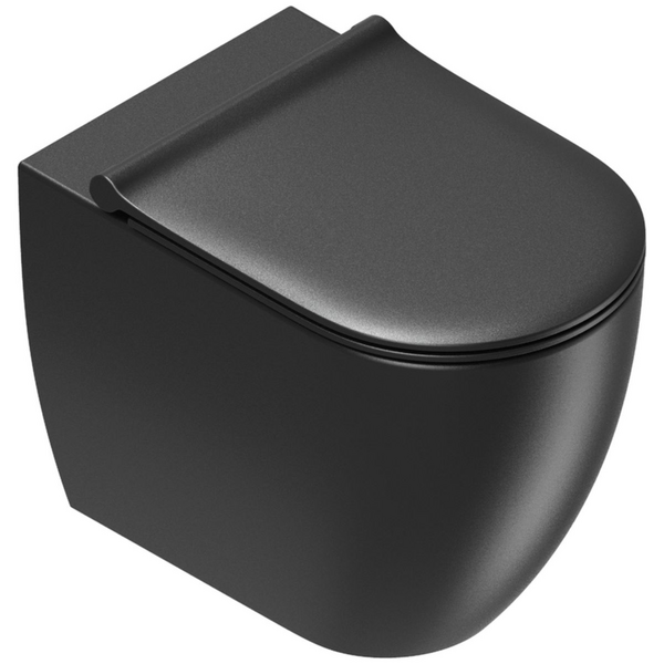 Catalano Sfera Wall Faced Toilet Pan With Slim Seat Matte Black SFERAWFPOSMB