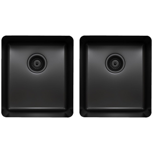 Titan Essentials 350mm & 350mm Double Bowl Kitchen Sink - Matte Black