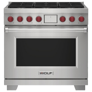 WOLF 91cm Freestanding Dual Fuel Oven/Stove with 6 Burners - Natural Gas ICBDF36650SPNG