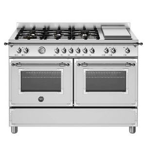 Bertazzoni 120cm Heritage Series 6 Burner + Griddle Plate Dual Fuel Stainless Steel Freestanding Oven